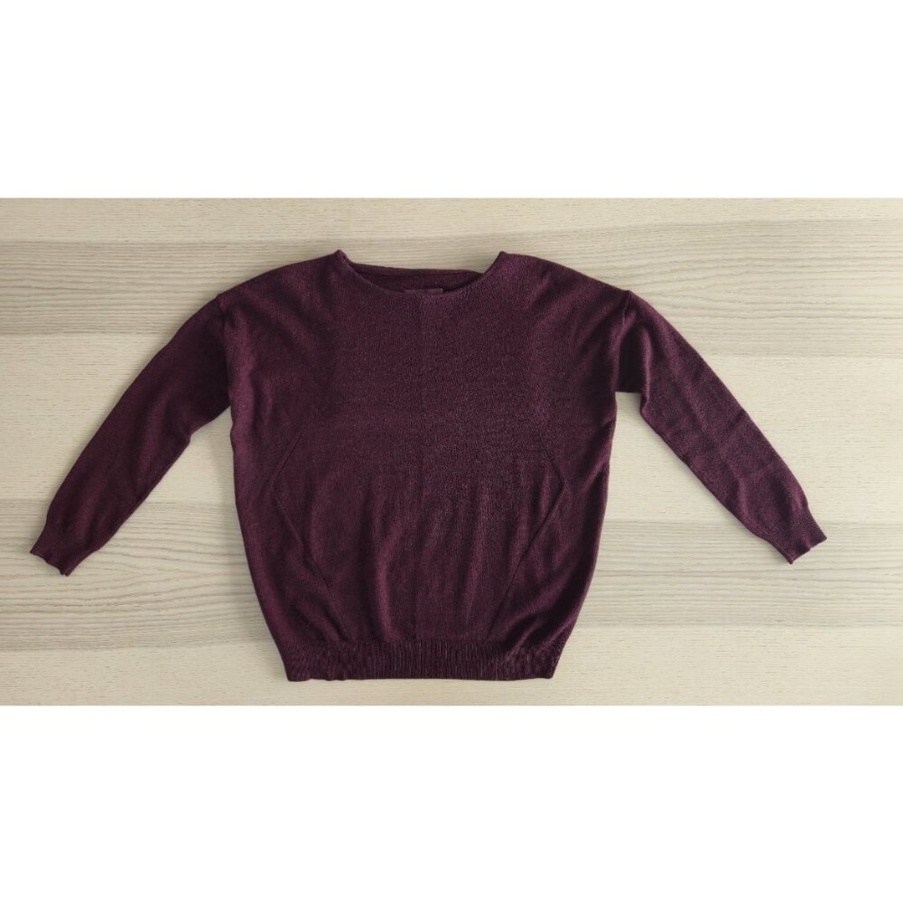 Zadig & Voltaire Burgundy Wool Cashmere Sweater with Leather Detail - Picture 4 of 10